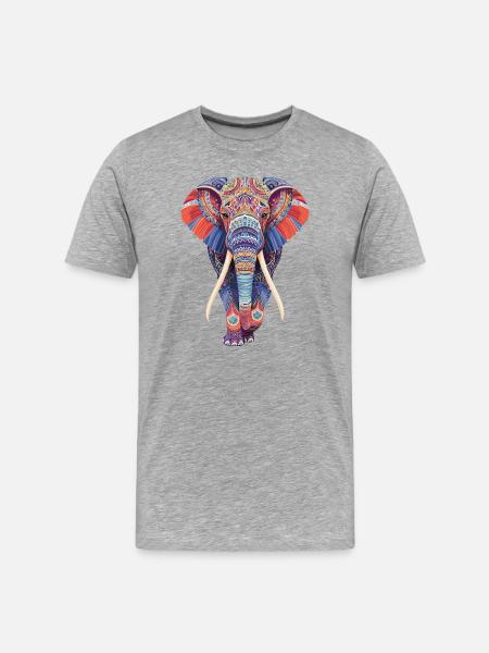 Elephant mandala walking frontally in colorful look - Men's Premium Organic T-Shirt - heather grey