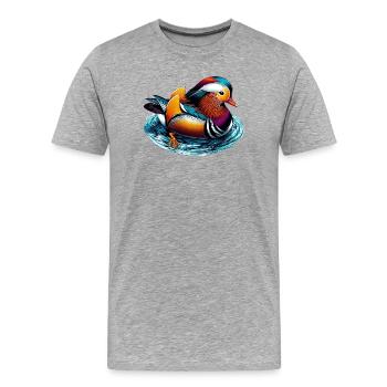 Canard mandarin - T-shirt bio Premium Homme - gris chiné - Devant - Damien (186cm)