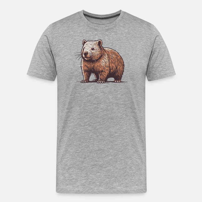 Wombat - Männer Premium Bio T-Shirt - Grau meliert