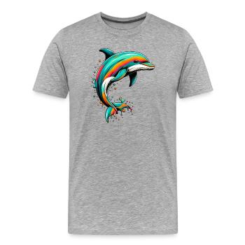 Delfin - Männer Premium Bio T-Shirt - Grau meliert - Vorne - Damien (186cm)