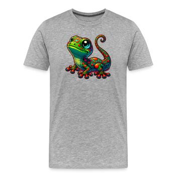 Gecko - T-shirt bio Premium Homme - gris chiné - Devant - Damien (186cm)