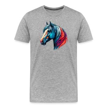 Pferd - Männer Premium Bio T-Shirt - Grau meliert - Vorne - Damien (186cm)