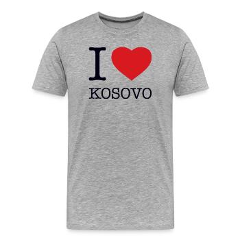 I LOVE KOSOVO - Men's Premium Organic T-Shirt - heather grey - Front - Damien (186cm)