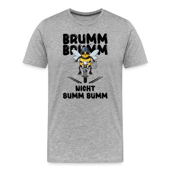 Biene Motorrad brumm brumm nicht summ summ schwarz - Männer Premium Bio T-Shirt - Grau meliert - Vorne - Damien (186cm)