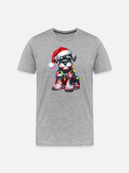 Weihnachts Schnauzer - Männer Premium Bio T-Shirt - Grau meliert