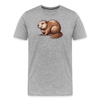 Biber - Männer Premium Bio T-Shirt - Grau meliert - Vorne - Damien (186cm)
