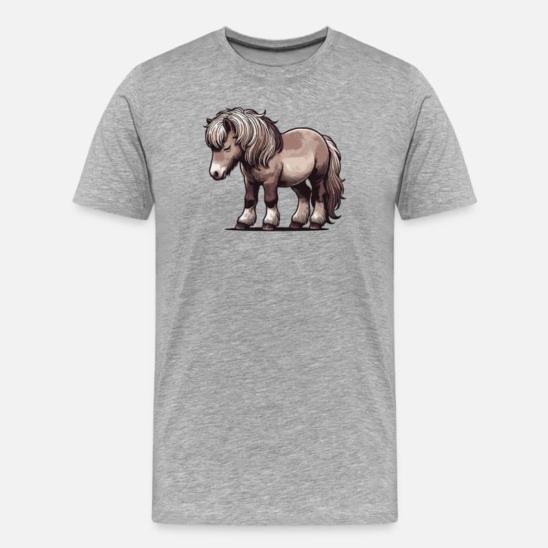 Pony - Männer Premium Bio T-Shirt - Grau meliert