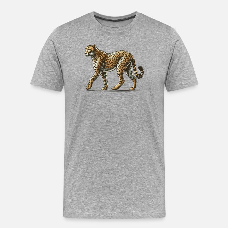 Gepard - Männer Premium Bio T-Shirt - Grau meliert