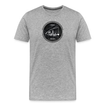 Angeltherapie: Angelrute, Herz und EKG - Männer Premium Bio T-Shirt - Grau meliert - Vorne - Damien (186cm)