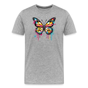 Butterfly - Men's Premium Organic T-Shirt - heather grey - Front - Damien (186cm)