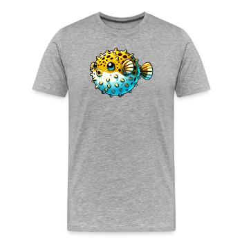 Kugelfisch - Männer Premium Bio T-Shirt - Grau meliert - Vorne - Damien (186cm)
