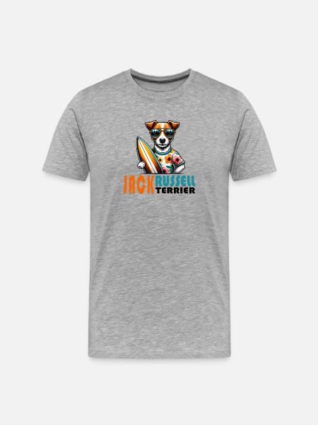Jack Russell Terrier Surfing Design - Men's Premium Organic T-Shirt - heather grey