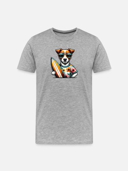 Jack Russell Terrier Surfer - Men's Premium Organic T-Shirt - heather grey