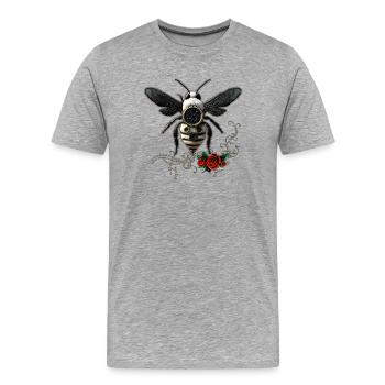 Symbiosis of nature and technology: The bee is - Men's Premium Organic T-Shirt - heather grey - Front - Damien (186cm)