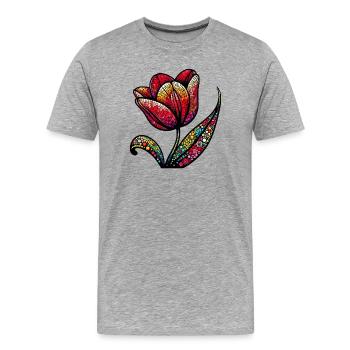 Tulipe - T-shirt bio Premium Homme - gris chiné - Devant - Damien (186cm)