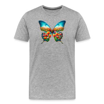 Papillon Tulipe Tulipes - T-shirt bio Premium Homme - gris chiné - Devant - Damien (186cm)
