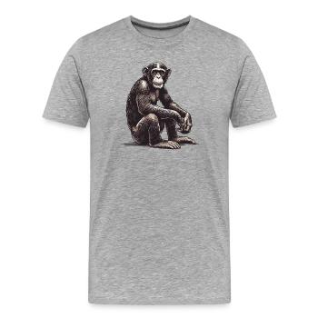 Schimpanse - Männer Premium Bio T-Shirt - Grau meliert - Vorne - Damien (186cm)