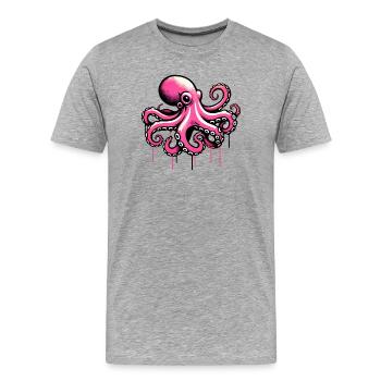 Pieuvre - T-shirt bio Premium Homme - gris chiné - Devant - Damien (186cm)