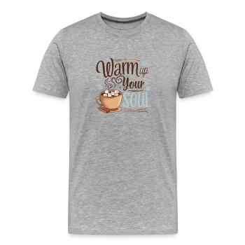 Warm up your Soul - Männer Premium Bio T-Shirt - Grau meliert - Vorne - Damien (186cm)