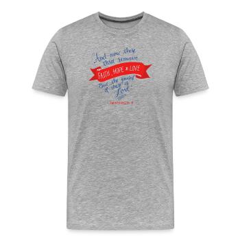Foi, espérance et amour 2 - T-shirt bio Premium Homme - gris chiné - Devant - Damien (186cm)