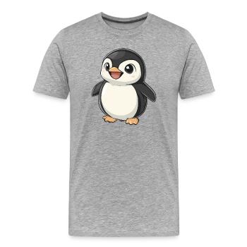 Cute Adorable Penguin - Charming Cartoon Design - Men's Premium Organic T-Shirt - heather grey - Front - Damien (186cm)