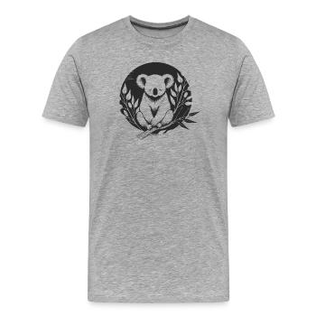Un koala entouré de délicates branches d’eucalyptus - T-shirt bio Premium Homme - gris chiné - Devant - Damien (186cm)