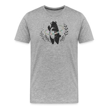 Tanzender Braunbär mit Hula-Hoop-Reifen - Männer Premium Bio T-Shirt - Grau meliert - Vorne - Damien (186cm)