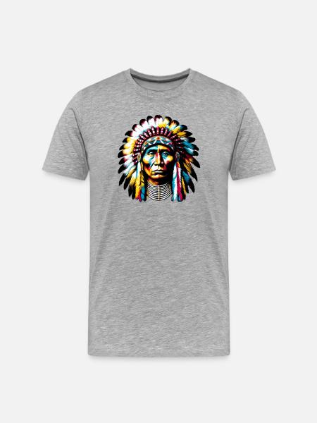 American Indian American - Men's Premium Organic T-Shirt - heather grey