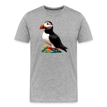 Macareux - T-shirt bio Premium Homme - gris chiné - Devant - Damien (186cm)