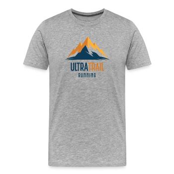 Ultra Trail Running - T-shirt bio Premium Homme - gris chiné - Devant - Damien (186cm)