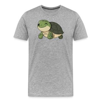 Süße glückliche Schildkröte - entzückende und fröhliche Karikatur - Männer Premium Bio T-Shirt - Grau meliert - Vorne - Damien (186cm)
