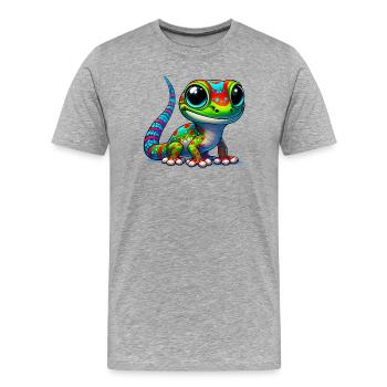 Gecko - Men's Premium Organic T-Shirt - heather grey - Front - Damien (186cm)
