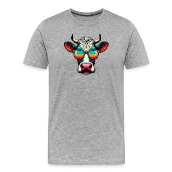 Vache - T-shirt bio Premium Homme - gris chiné - Devant - Damien (186cm)