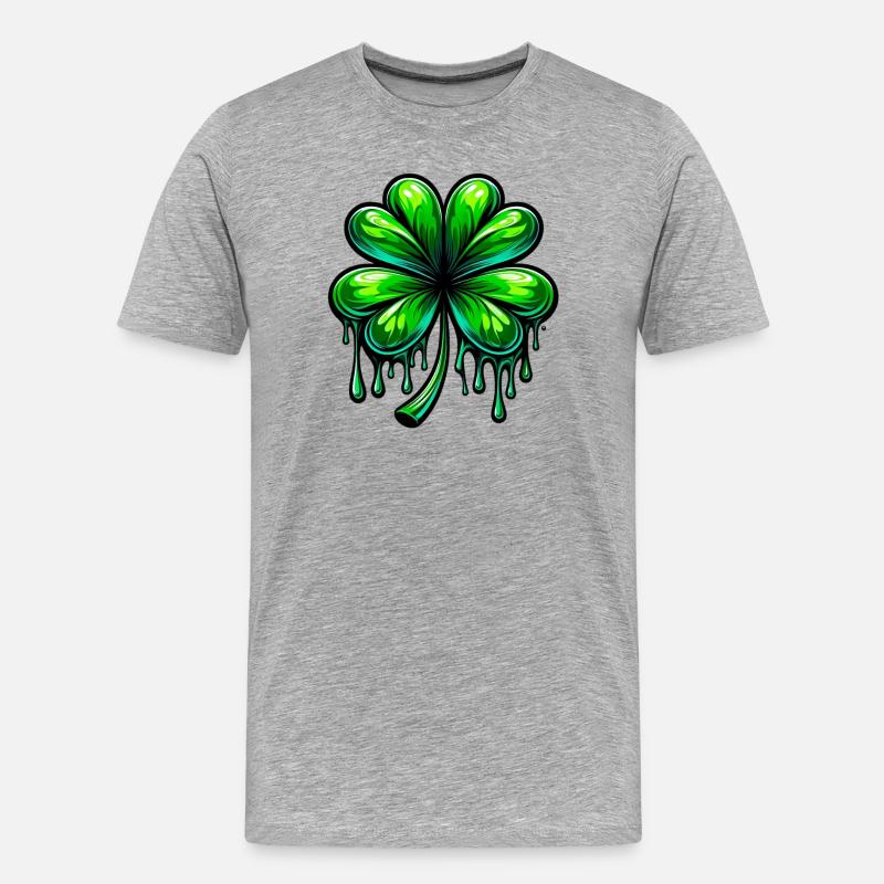 Vierblättriges Kleeblatt - Männer Premium Bio T-Shirt - Grau meliert