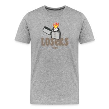 Grunge Rebel Lighter - Hasse diese Stadt - Männer Premium Bio T-Shirt - Grau meliert - Vorne - Damien (186cm)