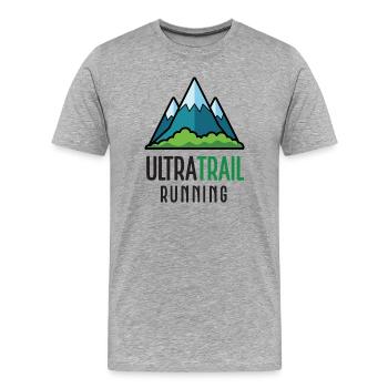 Ultra-Trailrunning - Männer Premium Bio T-Shirt - Grau meliert - Vorne - Damien (186cm)