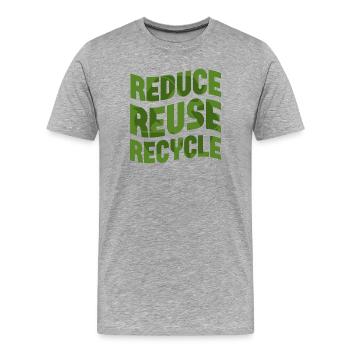 Reduce Reuse Recycle - Men's Premium Organic T-Shirt - heather grey - Front - Damien (186cm)