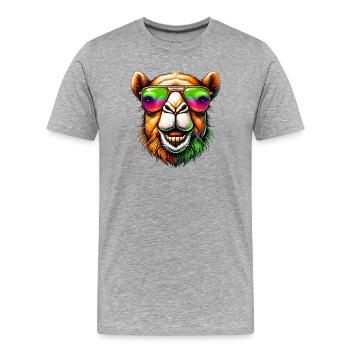 Kamel - Männer Premium Bio T-Shirt - Grau meliert - Vorne - Damien (186cm)