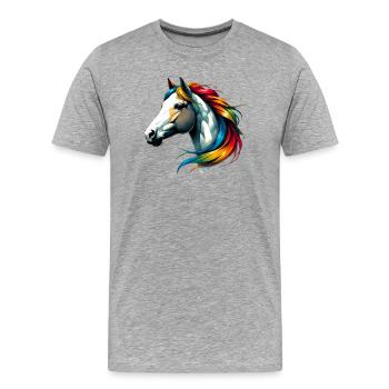 Cheval - T-shirt bio Premium Homme - gris chiné - Devant - Damien (186cm)