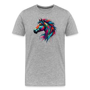 Cheval - T-shirt bio Premium Homme - gris chiné - Devant - Damien (186cm)