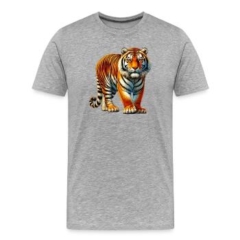 Tiger - Männer Premium Bio T-Shirt - Grau meliert - Vorne - Damien (186cm)