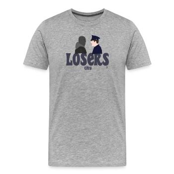 People vs Police - Men's Premium Organic T-Shirt - heather grey - Front - Damien (186cm)