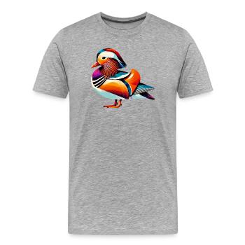 Canard mandarin - T-shirt bio Premium Homme - gris chiné - Devant - Damien (186cm)