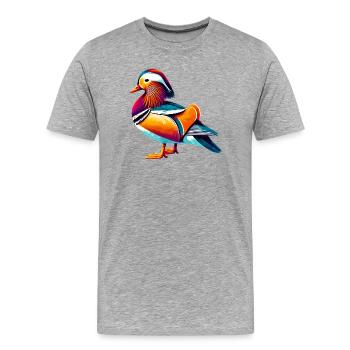 Canard mandarin - T-shirt bio Premium Homme - gris chiné - Devant - Damien (186cm)