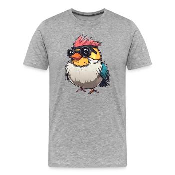 Colourful Techno Bird Illustration - Men's Premium Organic T-Shirt - heather grey - Front - Damien (186cm)