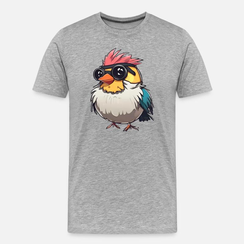 Bunte Techno-Vogel-Illustration - Männer Premium Bio T-Shirt - Grau meliert