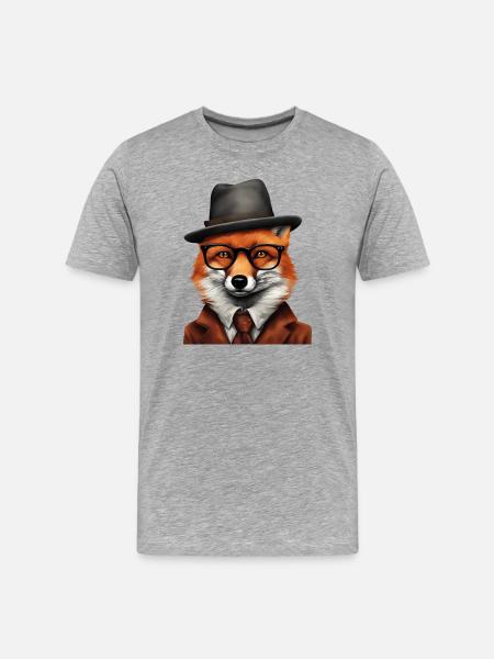 Sherlock Fox in Classic Attire - Men's Premium Organic T-Shirt - heather grey