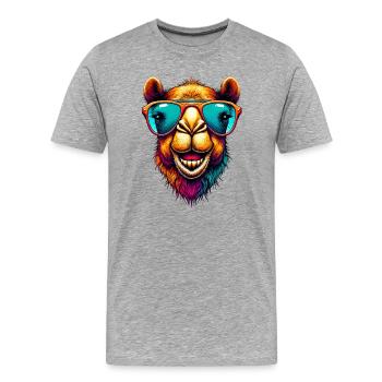 Kamel - Männer Premium Bio T-Shirt - Grau meliert - Vorne - Damien (186cm)