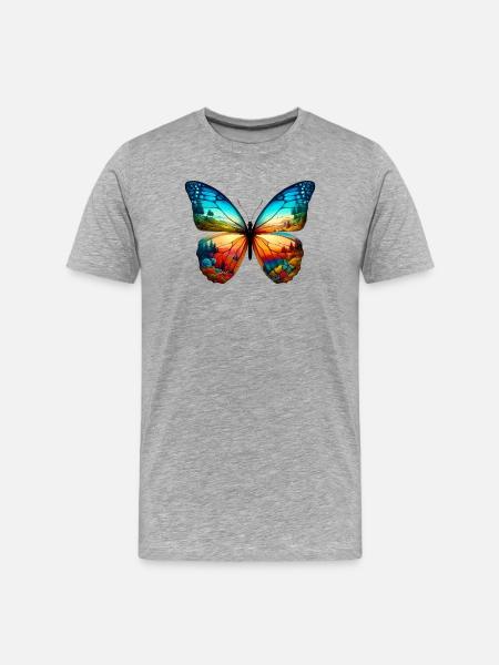 Butterfly - Men's Premium Organic T-Shirt - heather grey