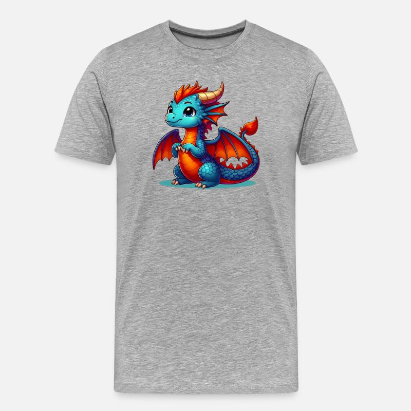 Drache - Männer Premium Bio T-Shirt - Grau meliert